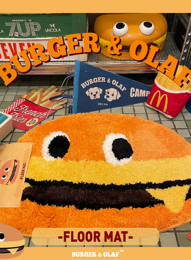 BAO0046  BURGER AND OLAF美式复古 CHEESE GUY 芝士汉堡防滑地毯