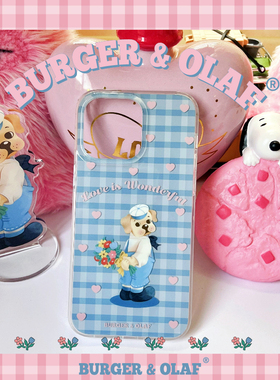 BAO0029 BURGER and OLAF 蓝色格纹小狗男友 iPhone 14  手机壳