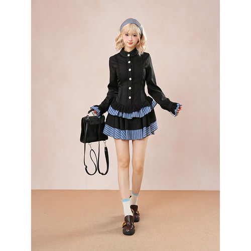 永夜不尽  初秋新款复古哥特长袖连衣裙设计感日系少女氛围感穿搭