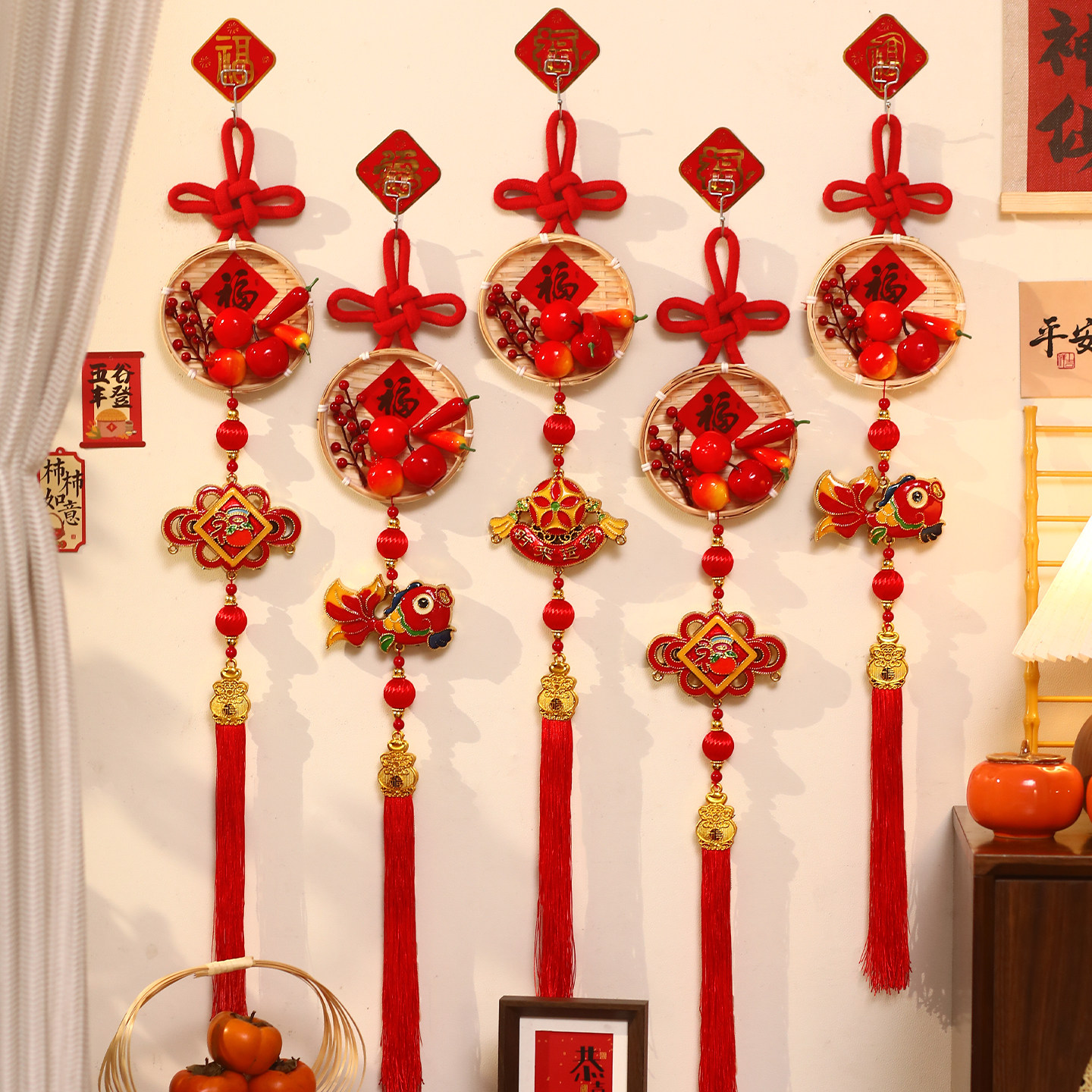 2026新款福字中国结挂件客厅背景墙高档入户门挂饰春节过年装饰,特色手工艺,中国结,淘宝优惠券,粉丝福利购,淘宝优惠卷