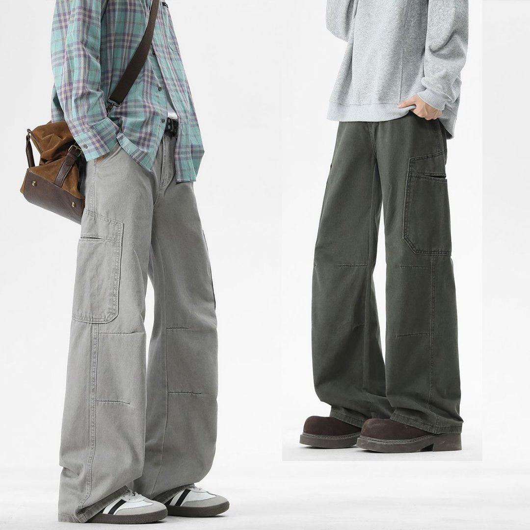 男士休闲裤高端裤子男款潮牌复古垂感直筒男士商务休闲百搭休闲裤