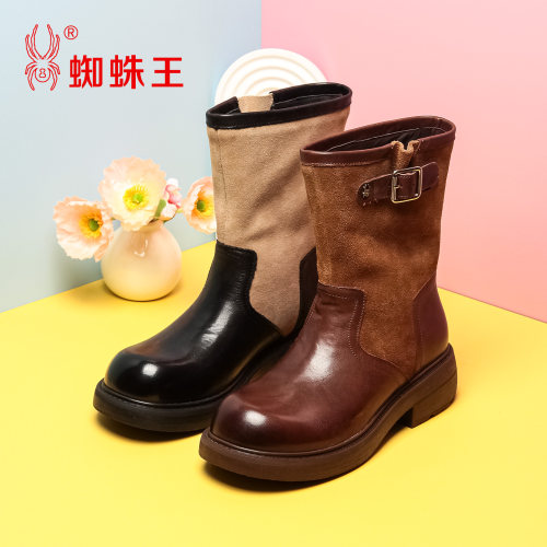 蜘蛛王真皮女马丁靴秋季新款
