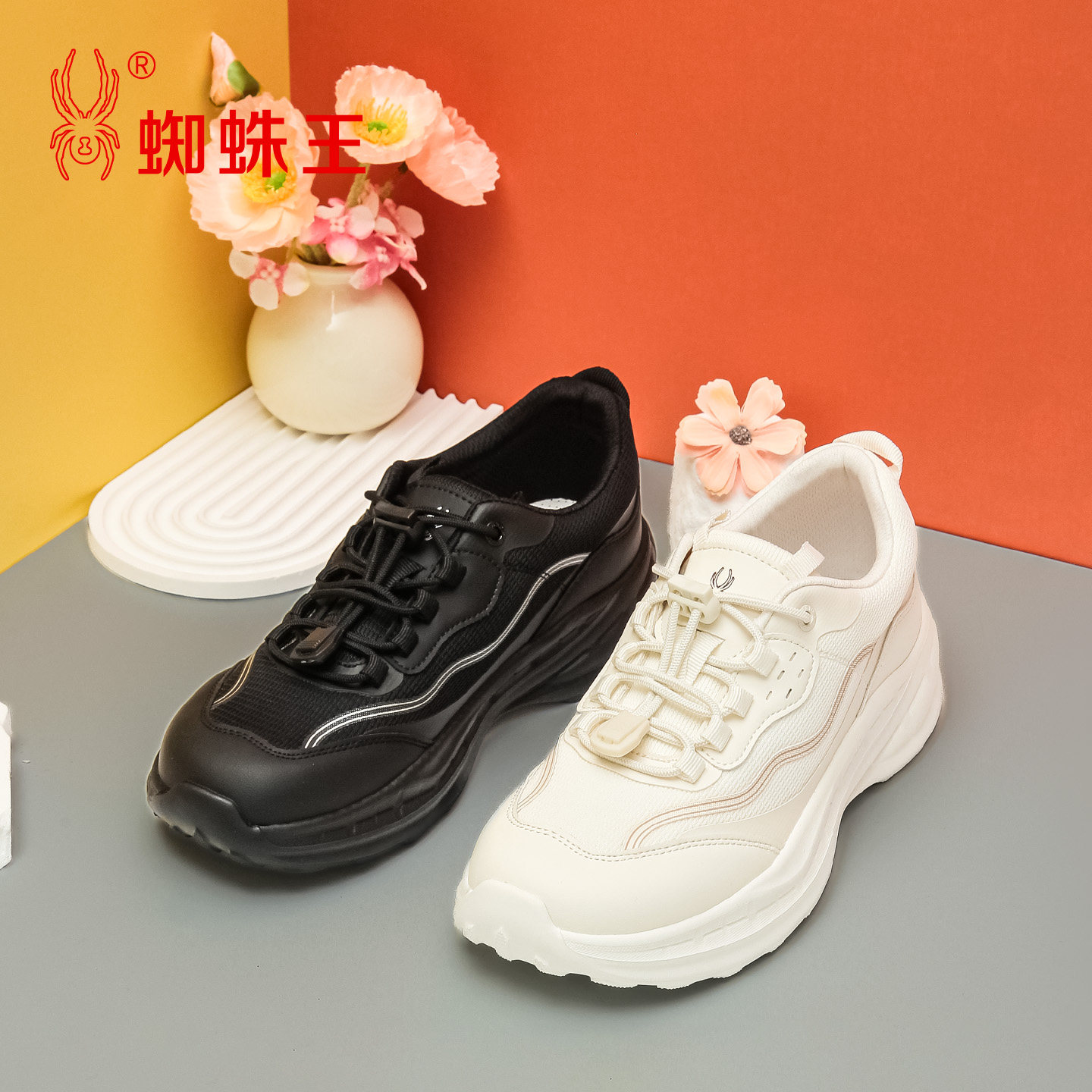 SPIDER KING/蜘蛛王正品女运动鞋2026秋新款网面飞织鞋健步不累脚