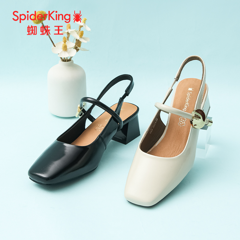 蜘蛛王真皮包头女凉鞋春季新款