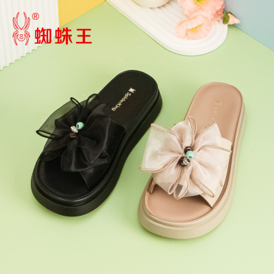 蜘蛛王蝴蝶结软底女拖鞋夏季新款