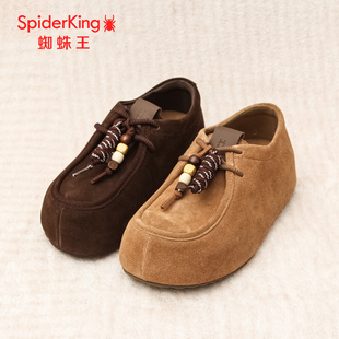 SPIDER KING/蜘蛛王正品女勃肯鞋2025冬新款单里反绒圆头厚底休闲