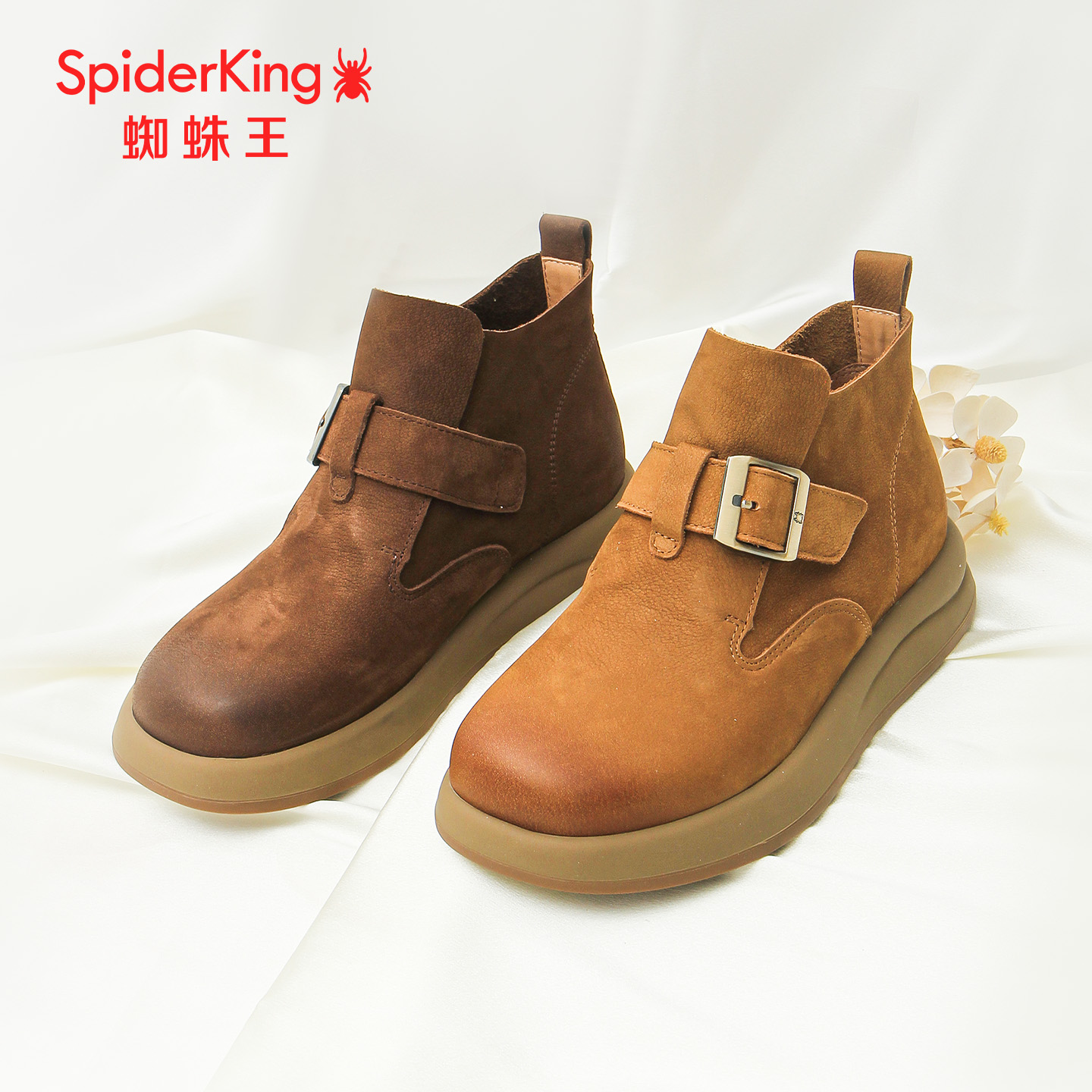 蜘蛛王真皮短筒女勃肯鞋秋季新款