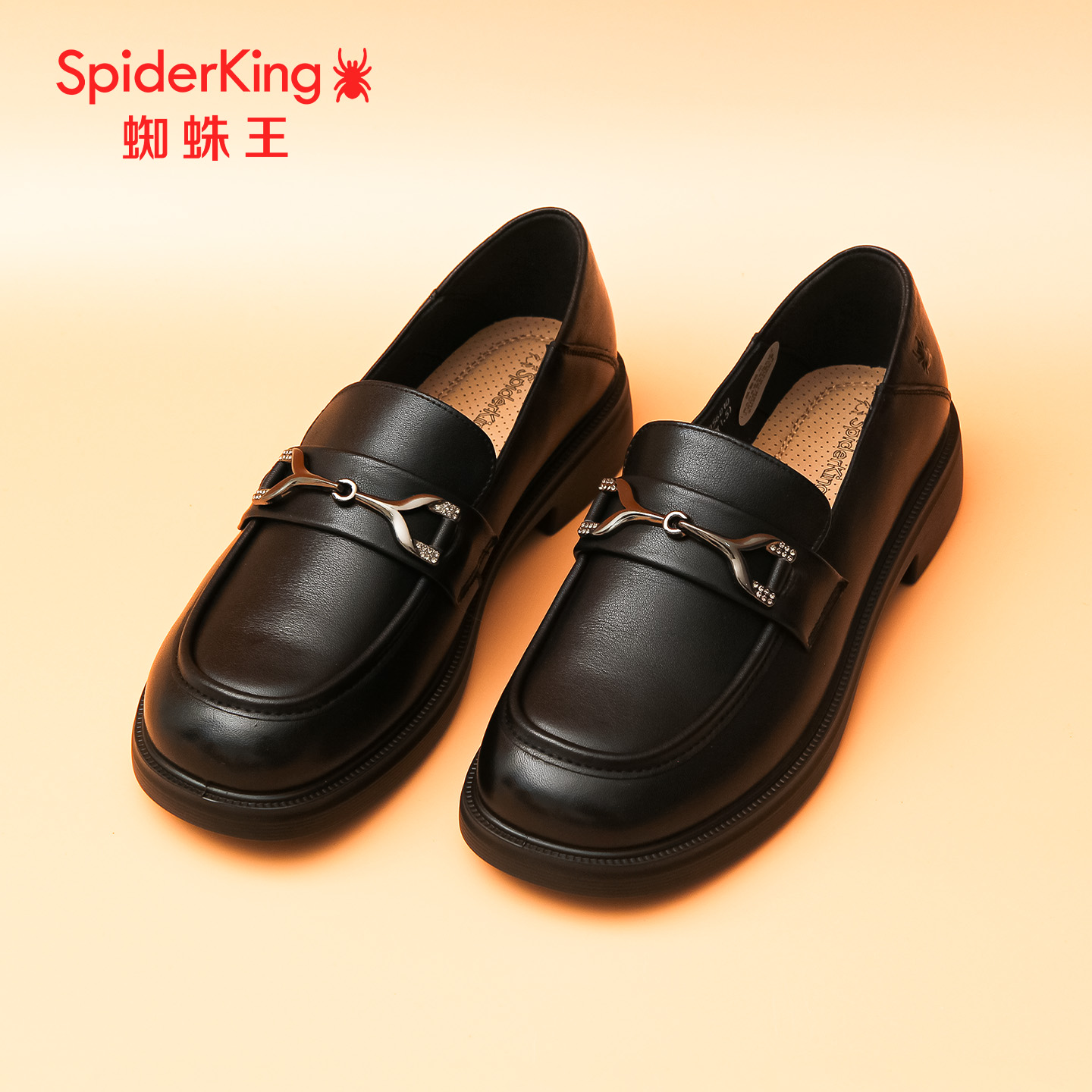 SPIDER KING/蜘蛛王正品女乐福鞋2025秋新款真皮小皮鞋一脚蹬通勤 - 封面