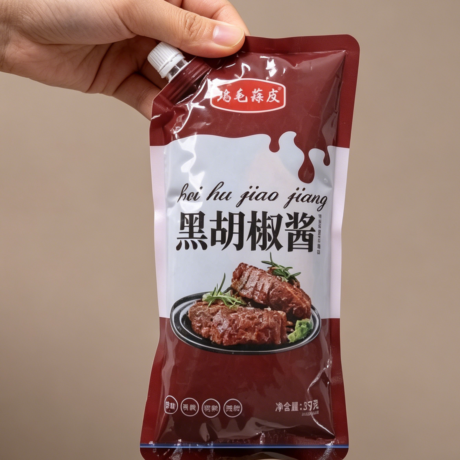鸡毛蒜皮黑椒酱袋装黑胡椒酱西式牛排酱家用袋装黑胡椒酱商用整箱