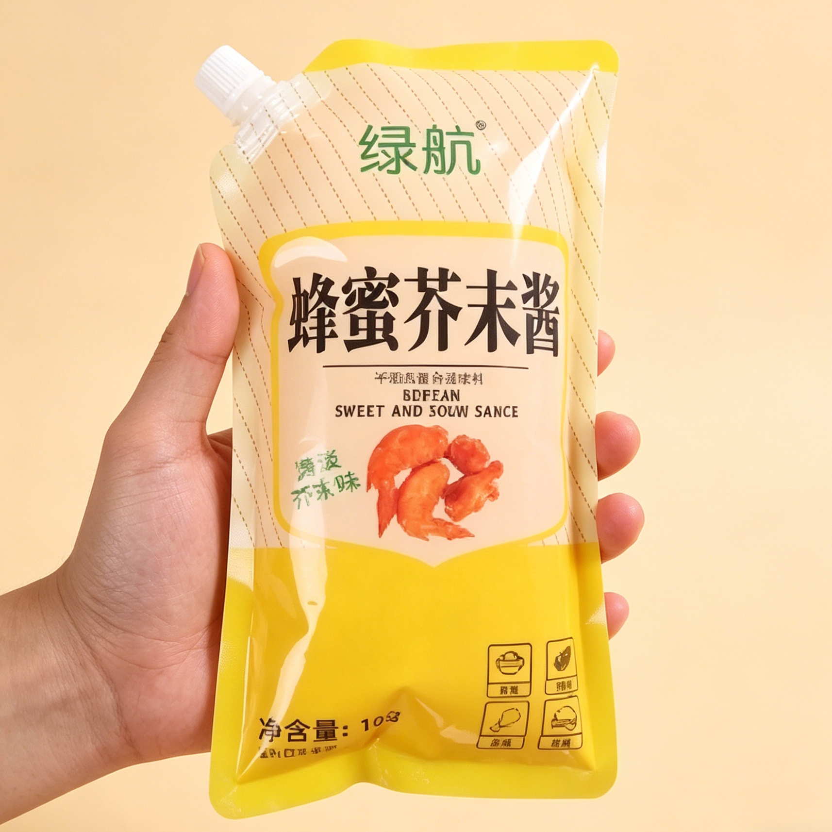 绿航蜂蜜芥末酱1000g黄芥末炸鸡汉堡酱料披萨酱韩式炸鸡排蘸酱