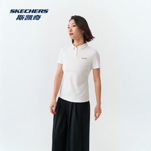 Skechers斯凯奇春夏新款女士修身速干短袖POLO衫时尚简约百搭上衣