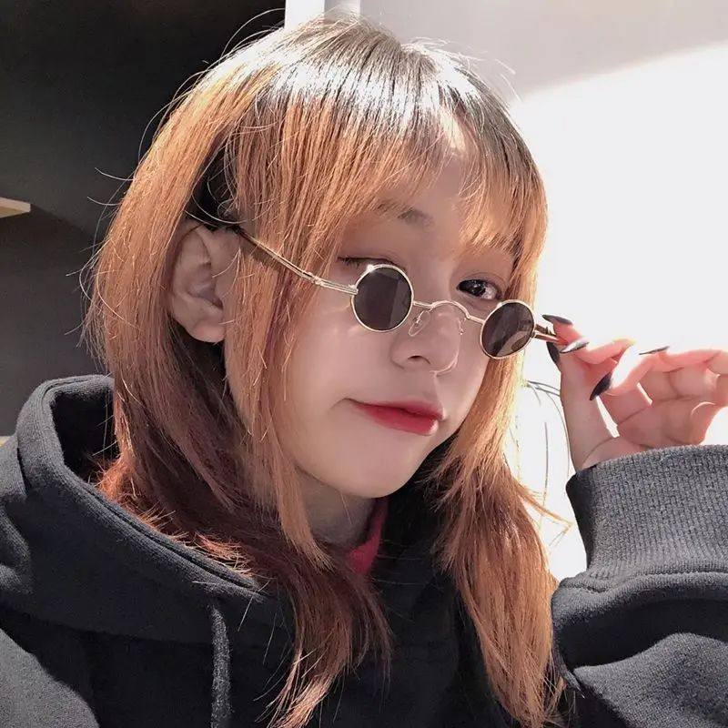 嘻哈太阳镜超小框圆形复古墨镜男女款迷你小圆框太子镜汉奸眼镜