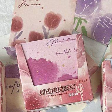 高颜值便签纸盒装复古玫瑰无粘性学生ins风混装手账素发便宜,居家日用,居家日用套装,淘宝优惠券,粉丝福利购,淘宝优惠卷