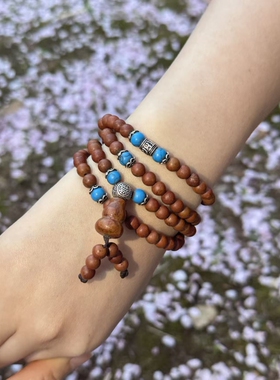 红砭石手链佛珠项链砭石保健项链女士毛衣链时尚手链