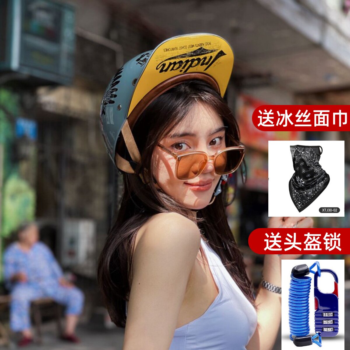 日式复古机车摩托车盔头盔夏季小盔体盔半盔四季电动车瓢盔