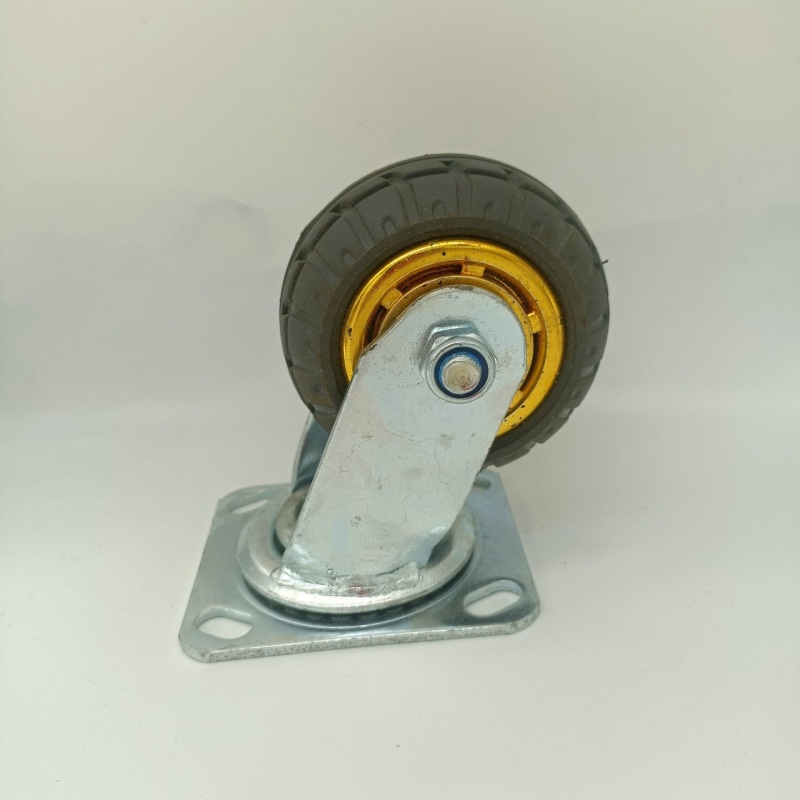 定制重型工业金色橡胶轮4寸5寸6寸8寸万向定向脚轮刹车轮工业重型