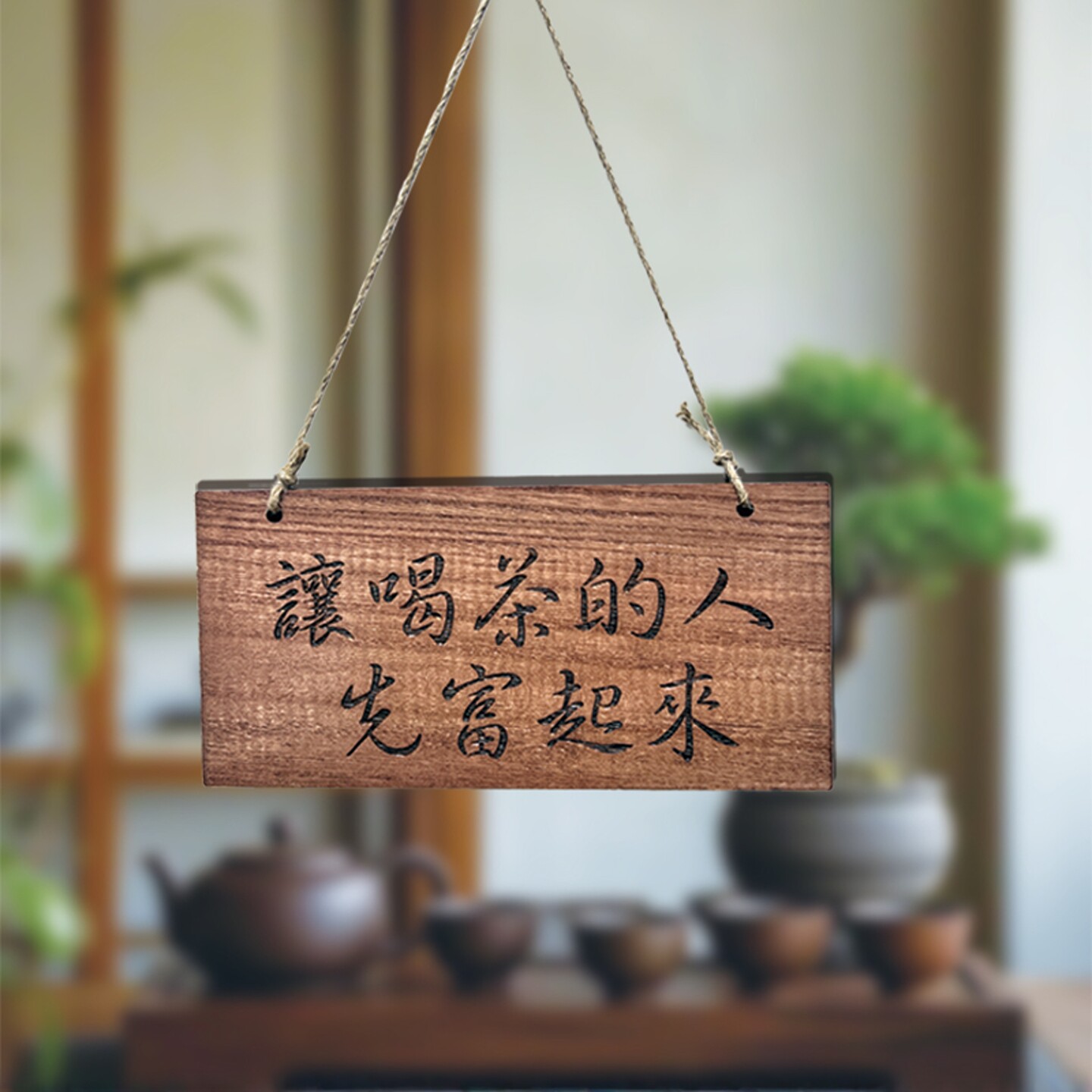 实木雕刻木牌定制茶室茶楼装饰图片