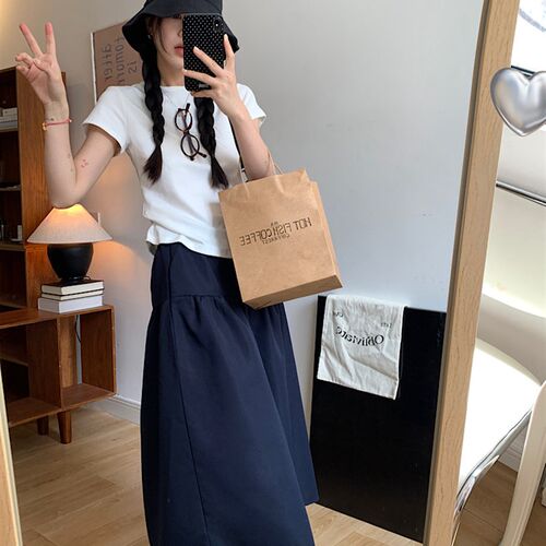 OOKSTUDIOS日系休闲松紧半身裙短裙女2026春夏新款百搭显瘦运动裙