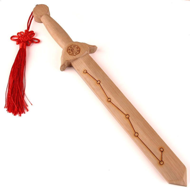 桃木剑木雕整木一体无拼接儿童玩具七星八卦武术太极剑