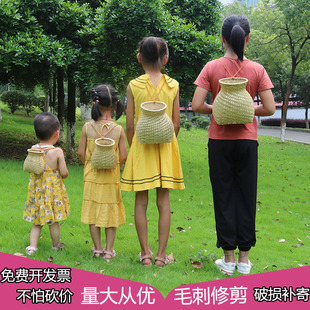背篓竹编小背篓竹鱼篓手工竹篓儿童舞蹈演出拍照道具装 饰复古篓子