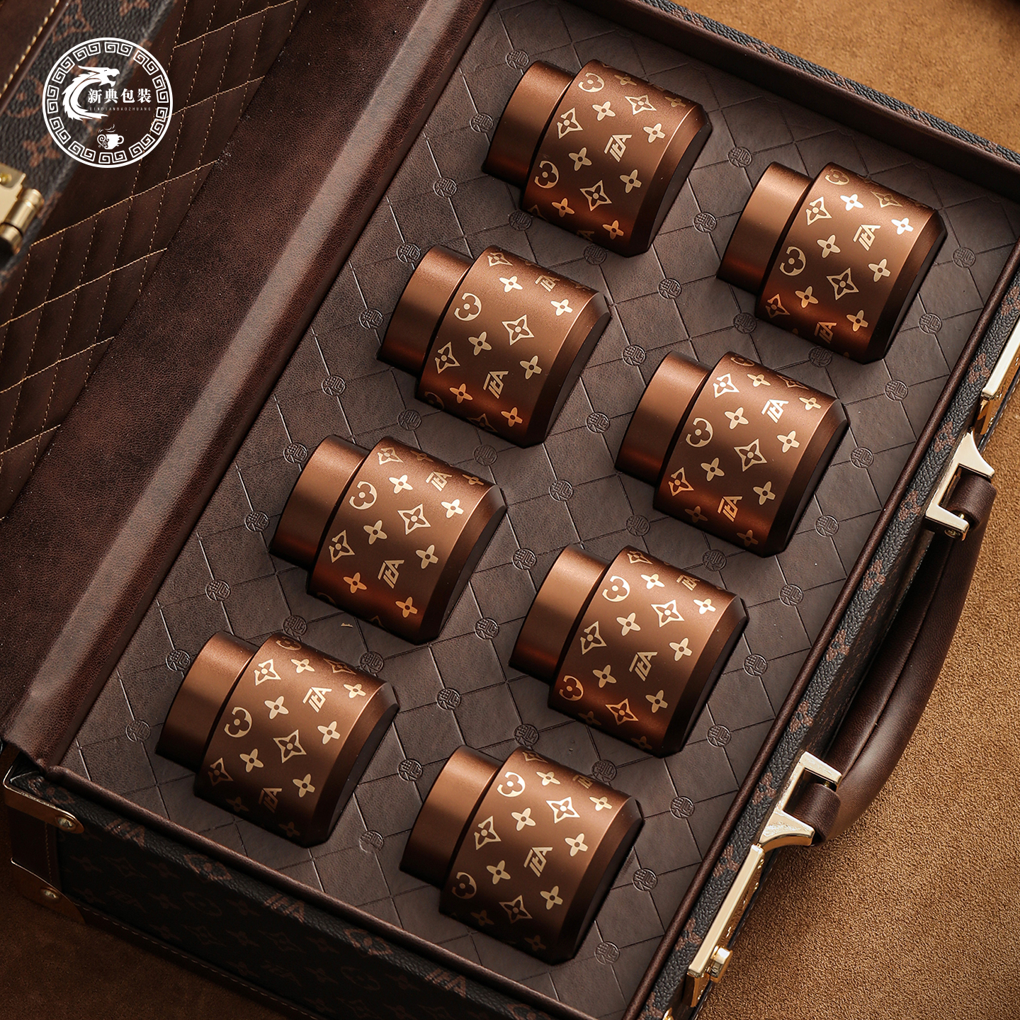 高档时尚皮盒钛合金茶叶小罐茶包装盒红茶绿茶白茶通用商务礼品盒