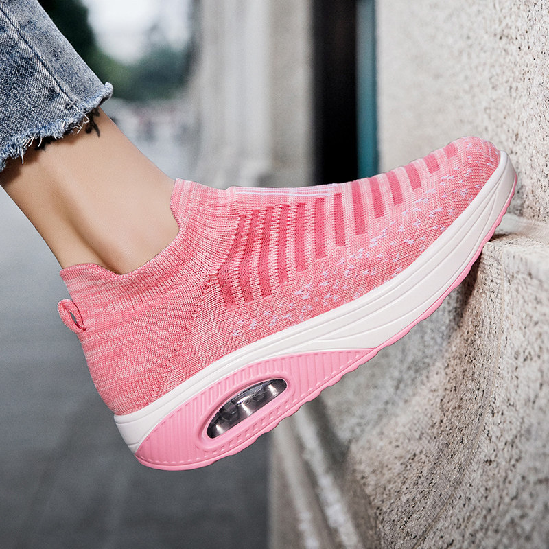 外贸清仓女鞋大码气垫松糕底摇摇鞋厚底一脚蹬运动休闲鞋妈妈鞋子