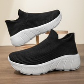 懒人鞋 特价 飞织网布透气老北京布鞋 厚底一脚蹬袜子鞋 清仓男鞋 大码