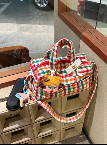 2026新款格子时尚百搭大容量托特包女高级感小众设计单肩手提包包