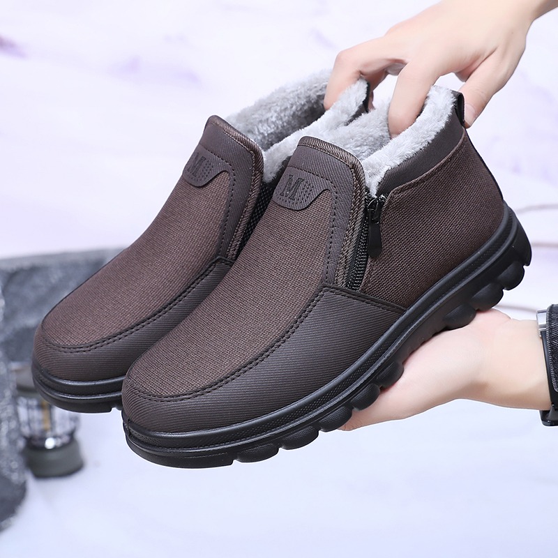 老北京布鞋冬季老人男棉鞋加厚保暖厚底加绒中老年防水防滑爸爸鞋