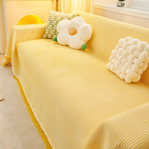 青星美人棉麻北欧风格沙发套防滑