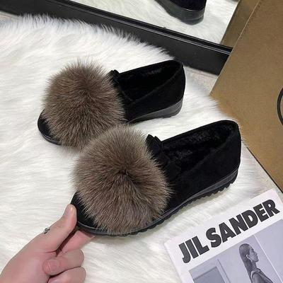 厚底坡跟毛毛鞋女棉鞋2025秋冬季新款加绒保暖外穿时尚百搭豆豆鞋