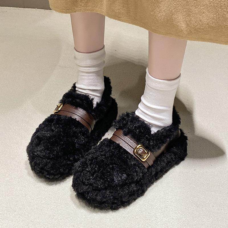 羊羔毛毛鞋女外穿2025新款秋冬一脚蹬女鞋加绒保暖豆豆鞋温柔棉鞋,户外/登山/野营/旅行用品,其他户外鞋,淘宝优惠券,粉丝福利购,淘宝优惠卷