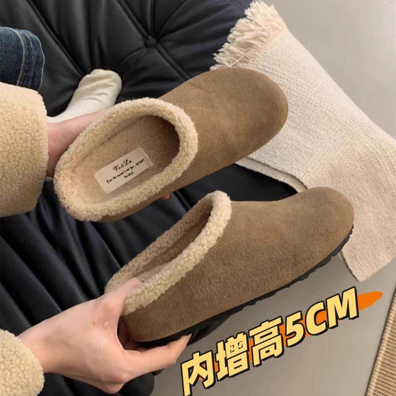 软皮版~厚底增高复古加绒勃肯鞋女外穿小个子一脚蹬包头保暖棉鞋,户外/登山/野营/旅行用品,其他户外鞋,淘宝优惠券,粉丝福利购,淘宝优惠卷