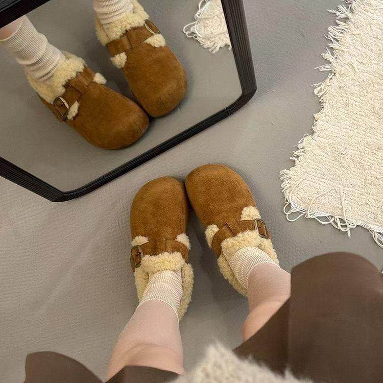 2025秋冬季新款加绒保暖毛毛豆豆鞋圆头平底时尚暖脚防滑勃肯鞋女,户外/登山/野营/旅行用品,其他户外鞋,淘宝优惠券,粉丝福利购,淘宝优惠卷