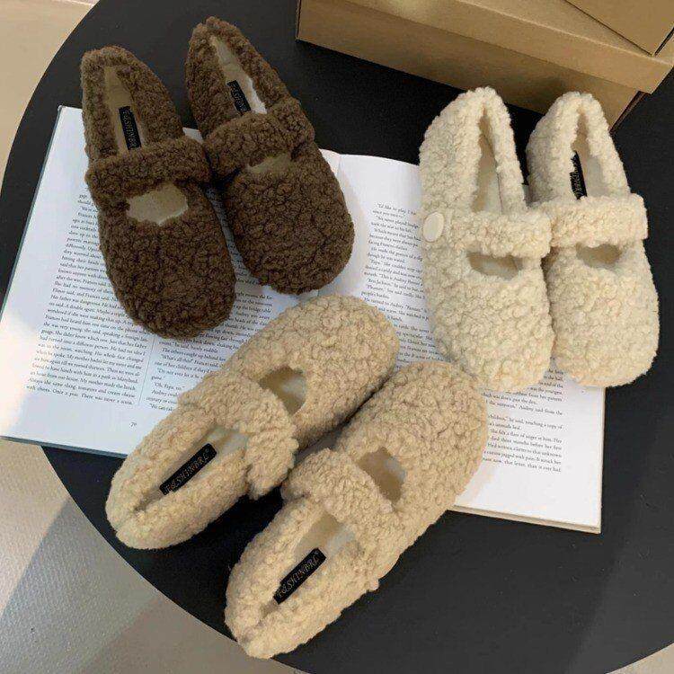 平底羊羔毛毛鞋女冬季外穿2025年新款加绒豆豆鞋一字带玛丽珍单鞋,户外/登山/野营/旅行用品,其他户外鞋,淘宝优惠券,粉丝福利购,淘宝优惠卷