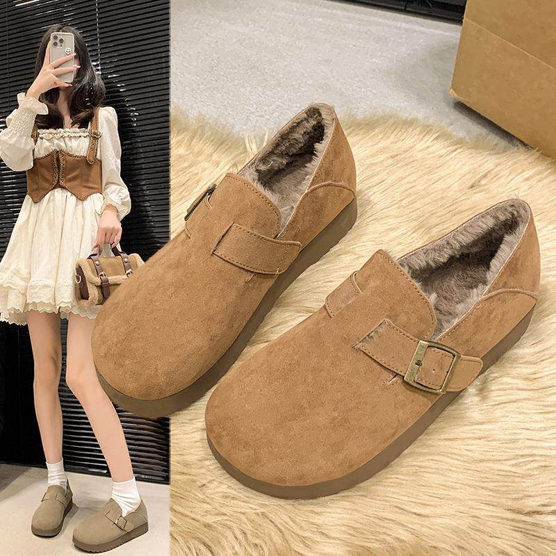 两穿加绒勃肯鞋女2024新款复古休闲平底豆豆鞋冬季保暖一脚蹬棉鞋,户外/登山/野营/旅行用品,其他户外鞋,淘宝优惠券,粉丝福利购,淘宝优惠卷