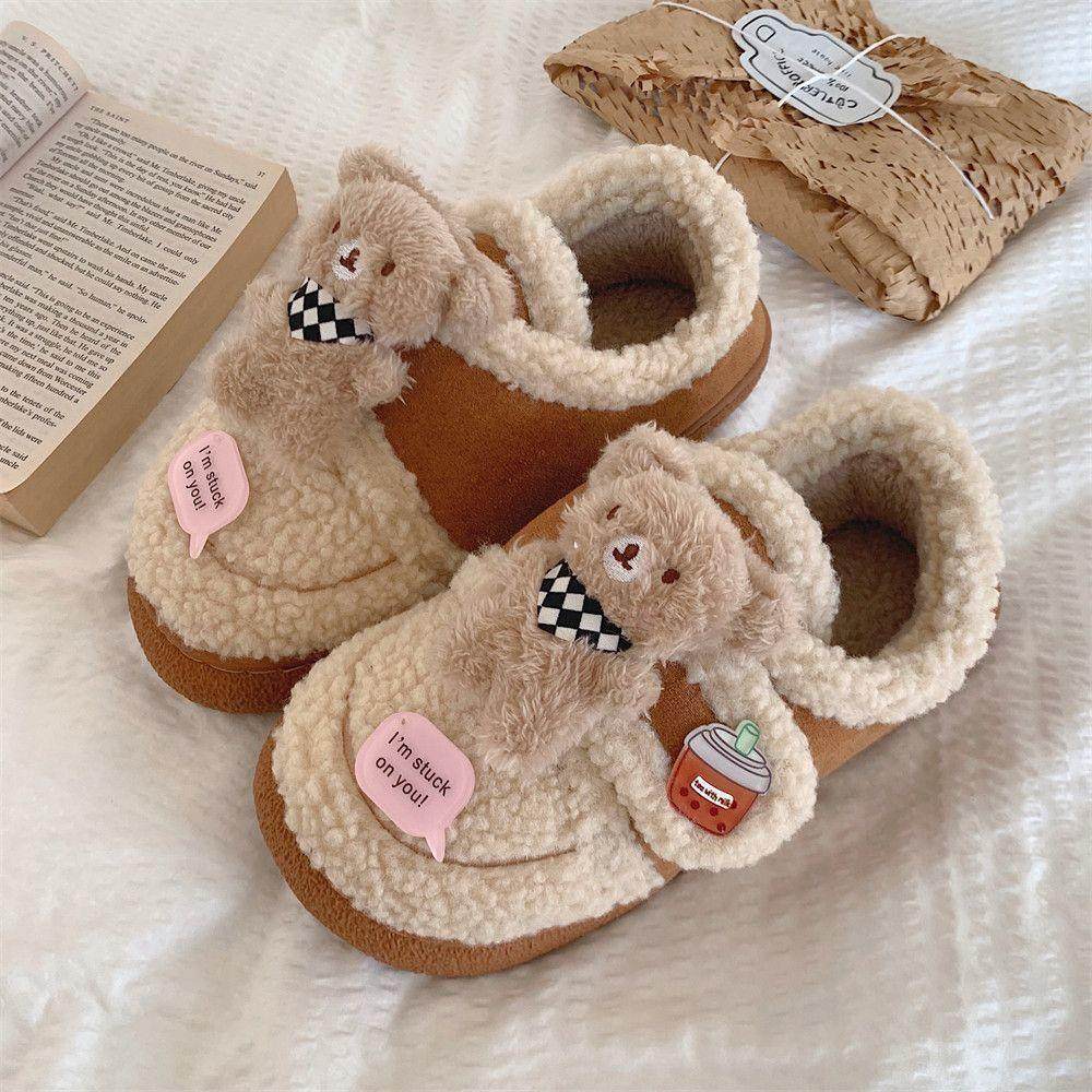 可爱小熊亲子时尚外传百搭豆豆鞋2024冬季新款魔术贴棉鞋女少女心,户外/登山/野营/旅行用品,其他户外鞋,淘宝优惠券,粉丝福利购,淘宝优惠卷
