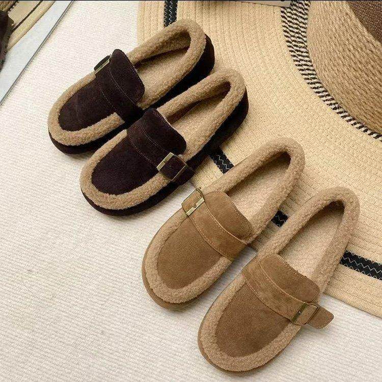 加绒保暖乐福鞋女外穿2025新款平底豆豆鞋冬季一脚蹬复古厚棉鞋女,户外/登山/野营/旅行用品,其他户外鞋,淘宝优惠券,粉丝福利购,淘宝优惠卷