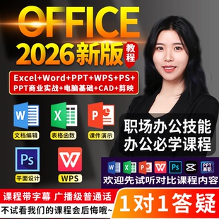 office教程全套Excel入门到精通Word/PPT视频WPS办公学习课程网课