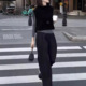 马甲高腰休闲长裤 英系chrry 慵懒风黑色无袖 新款 女 koop秋季
