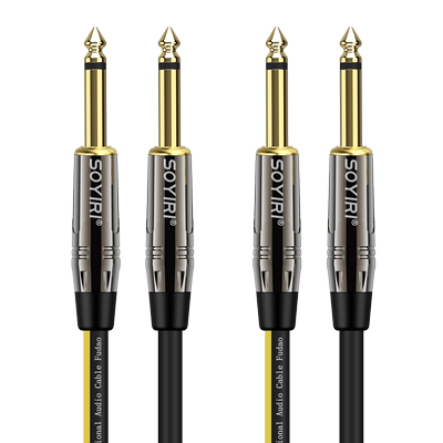SOYIRI 单晶铜镀银双头6.35mm转6.5大二芯单声插头二对二音频线 专业抗干扰调音台电子琴连接音箱音响输出线