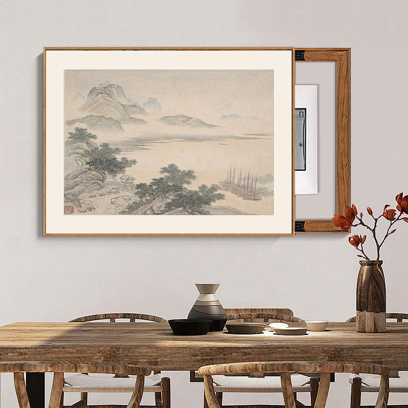 新中式电表箱装饰画2025新款配电箱盒遮挡宋代美学中古风山水挂画