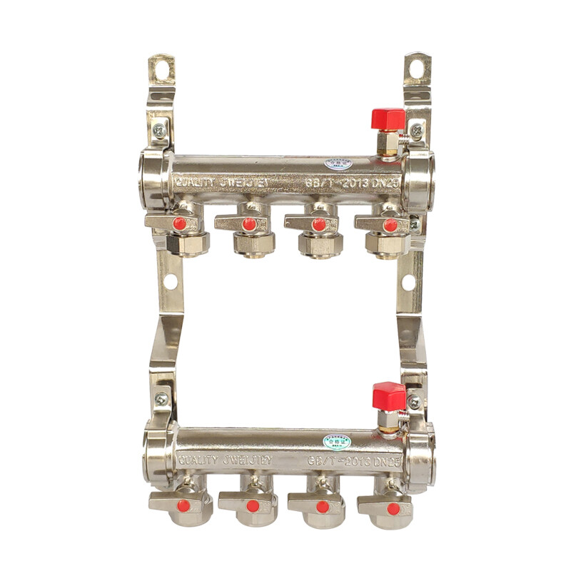新品地暖分集水器水暖管地热管集水器铜一体锻压地热分水器工程F1