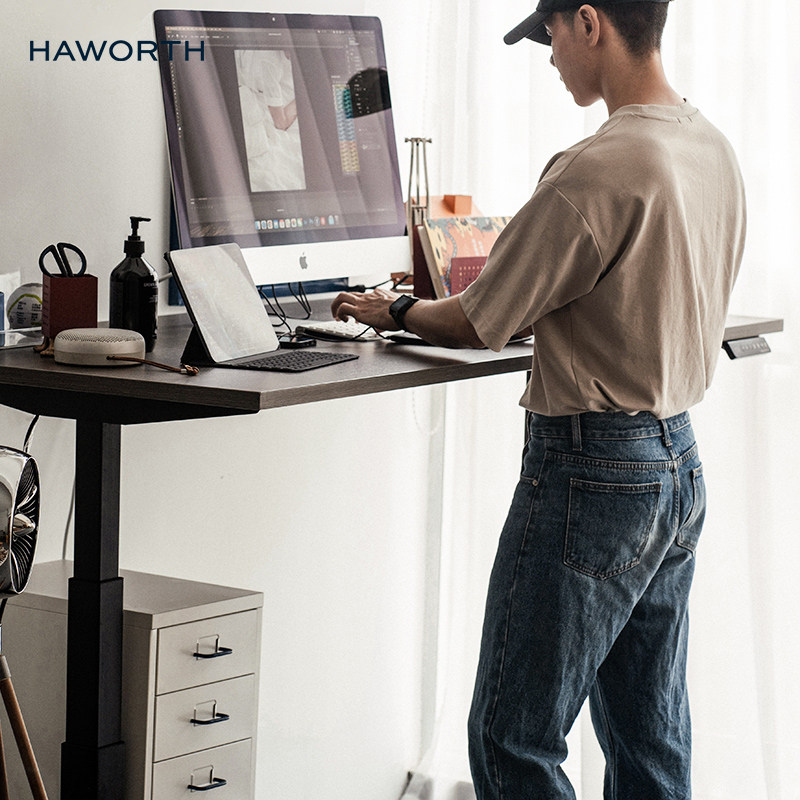 Haworth海沃氏HAT电动升降桌可移动智能工作台电竞自动电脑桌
