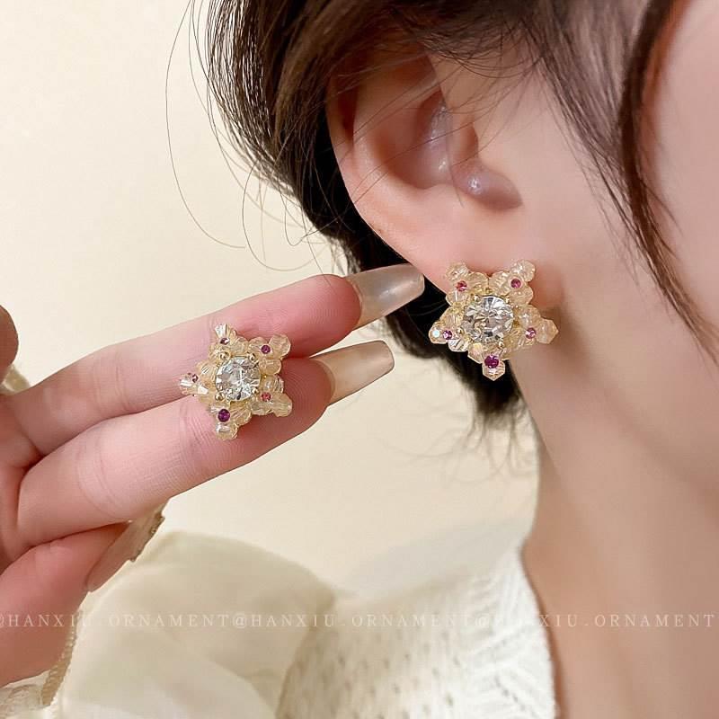 银针镶钻五角星星耳环韩国时尚几何耳坠个性设计耳钉小众百搭耳饰