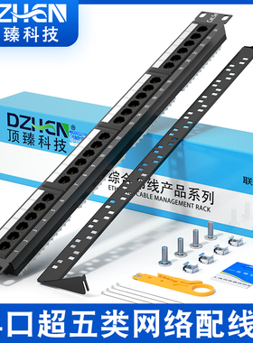 顶臻 超五类24口48口网络配线架非屏蔽工程镀金网线配线架1U机架式机柜线缆网络配线架cat5eDZ-5024