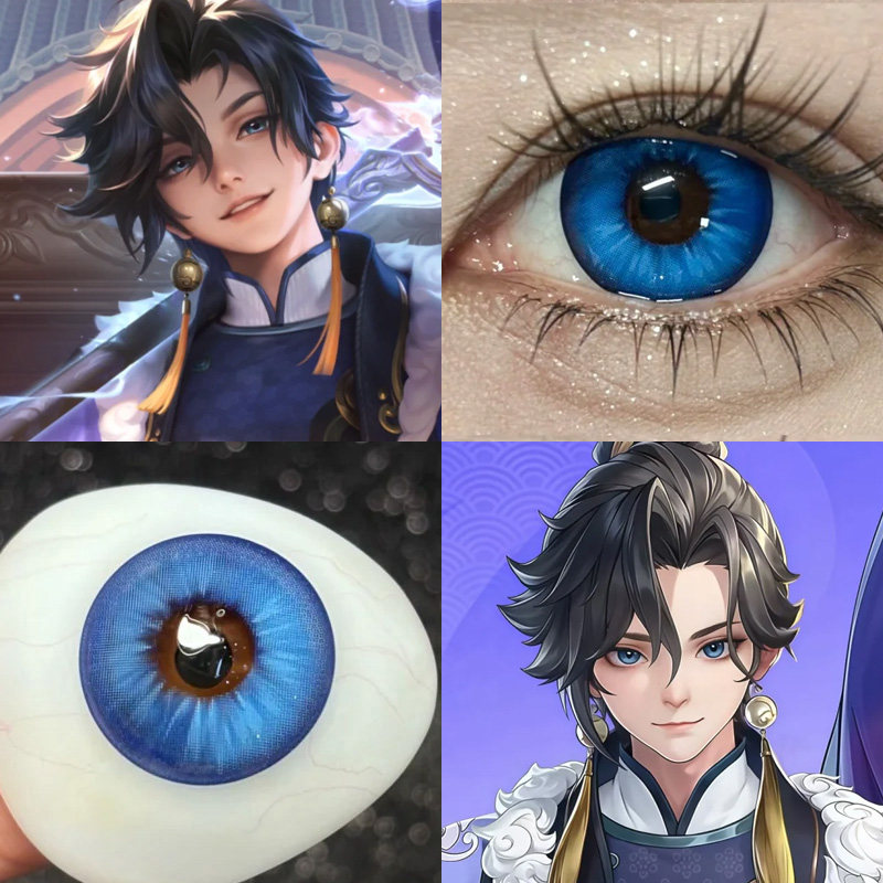孙权COS美瞳月影蓝蓝鲸缪斯藤井瑰屿新月池蓝水水冰月北极蓝cn