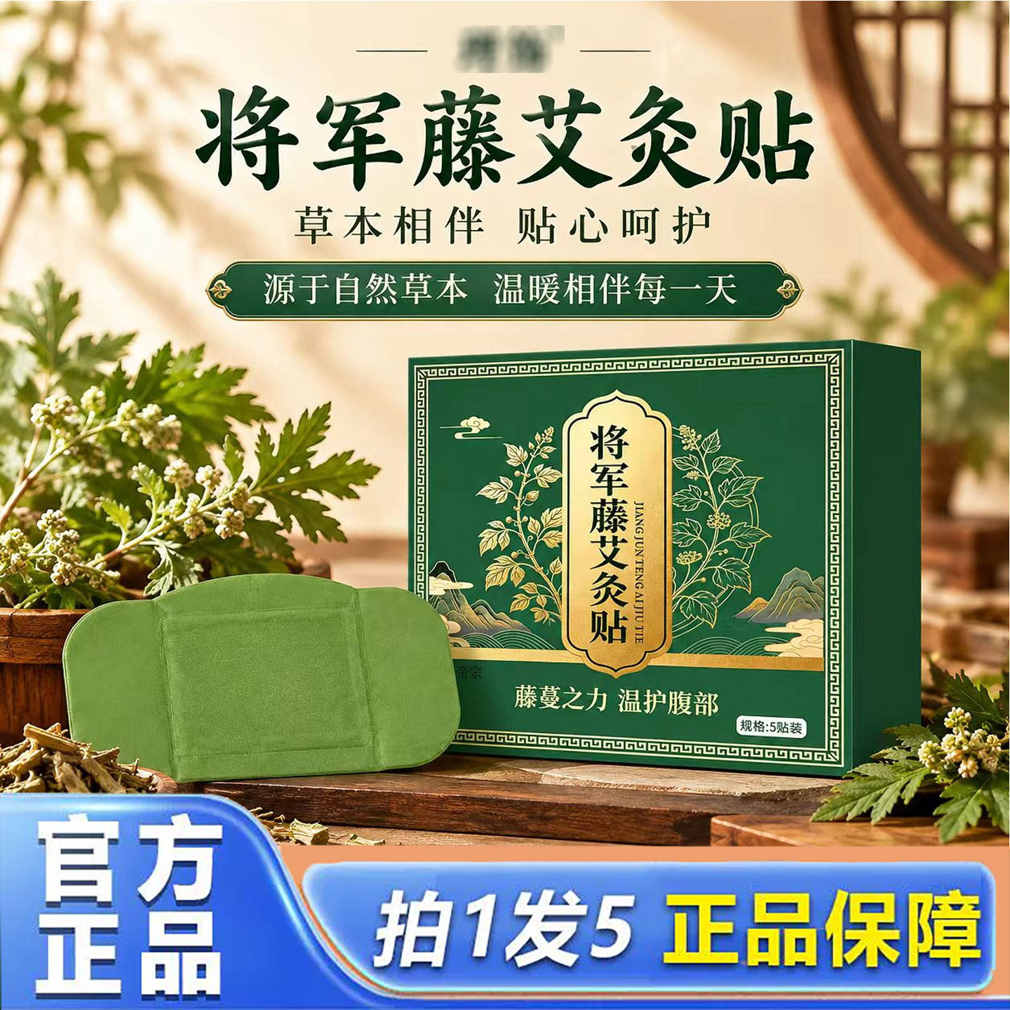 理饰将军藤艾灸贴薪艾鸡矢藤草本温通中焦腰腹两用蒸汽热敷贴1cd