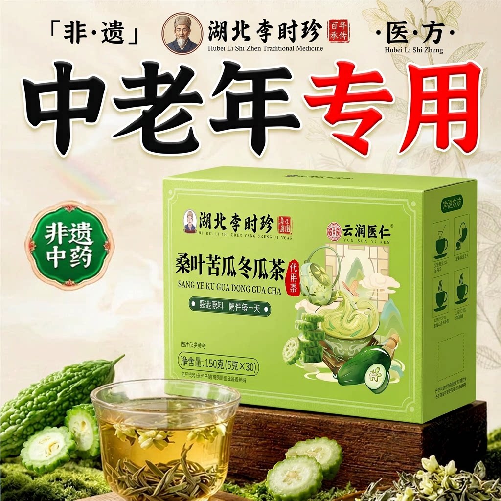 桑叶双瓜茶苦瓜冬瓜李时珍官方旗舰店正品霜后老桑叶组合袋泡茶ZZ图片