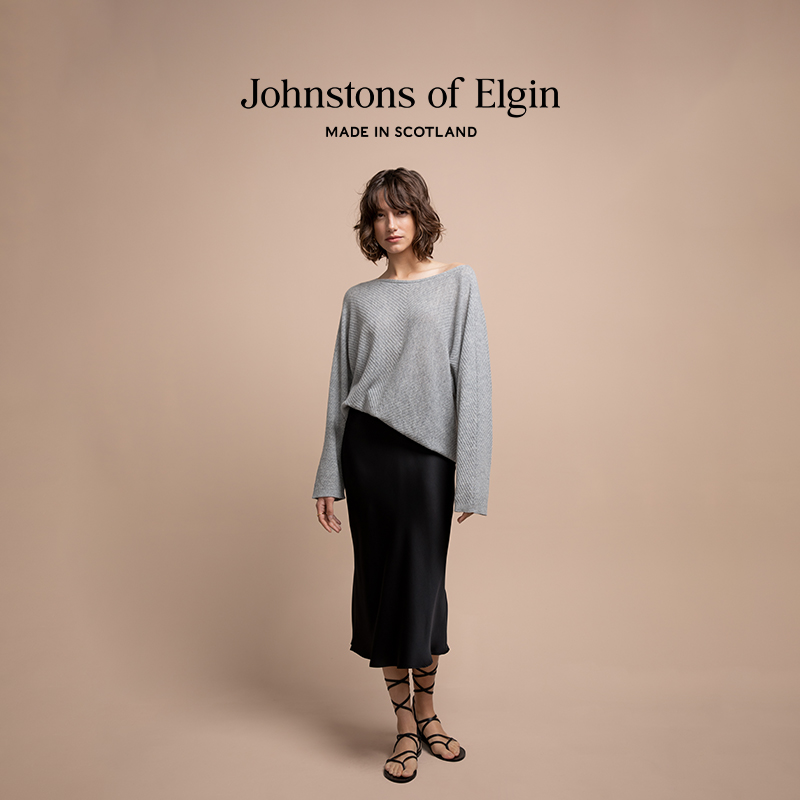 Johnstons of Elgin女斜纹蝙蝠袖无缝羊绒针织衫春季百搭 女装/女士精品 毛针织衫 原图主图